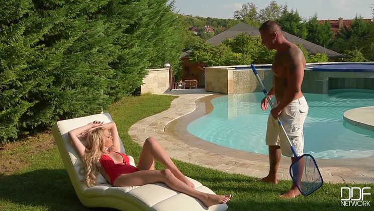 Lush & Lustful - Sultry Glamour Babe Sucks Poolboy’s Cock