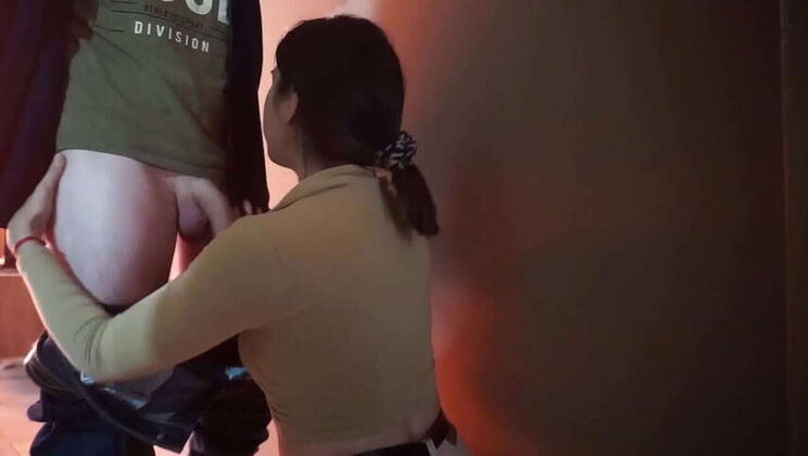 Wife Can't Resist Sucking Delivery Man's Cock, Not Knowing it's Her Step-Son (Gulps Down Every Drop)