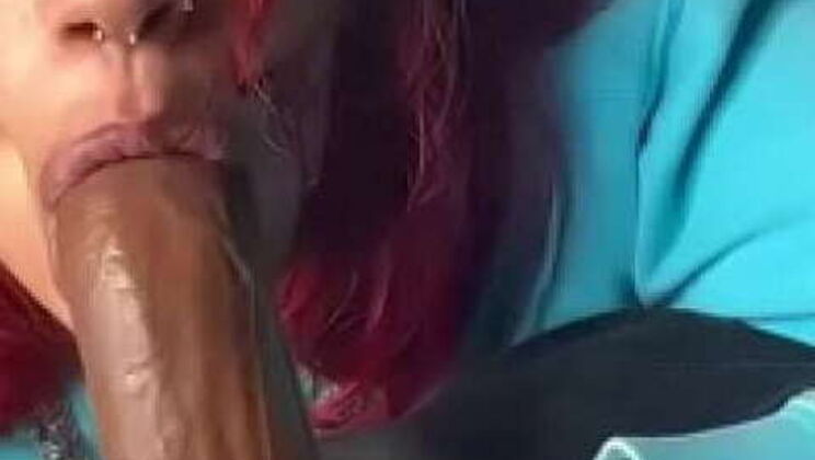 Latin Redhead Lady Brazy Gives a Slowy Deepthroat Blowjob to a Massive Cock