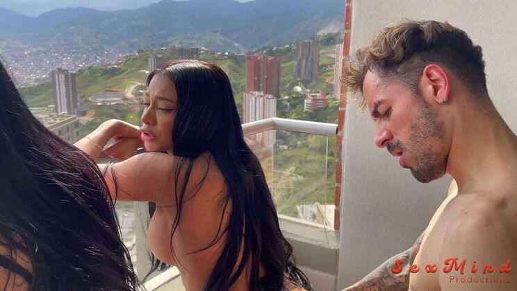 Yenifer Chacon: Venezuelan Brunette with Big Breasts in Intense Encounter with Coach on Balcony