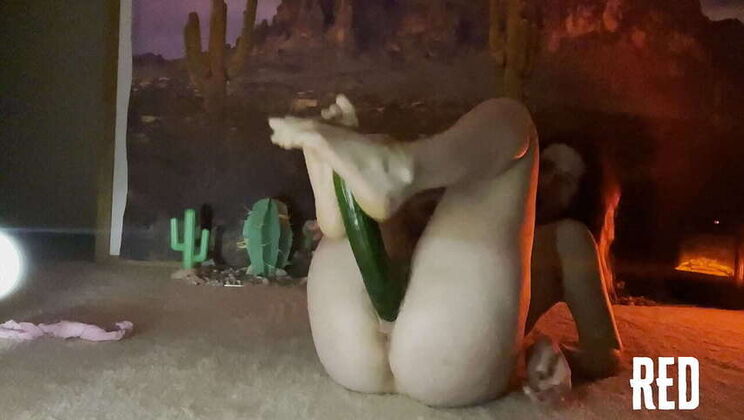 Redhead Amateur Rides Long Cucumber in Solo Scene