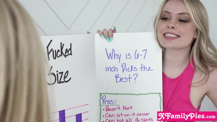 Teen stepsister Haley Spades and her bestie Jazmin Luv measured stepbros dick