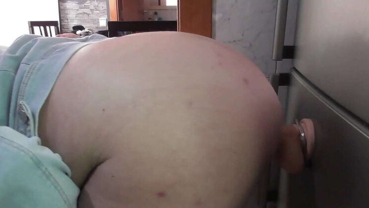 Hot Hispanic Big Ass Sister Plays with Huge Dildo in Kitchen