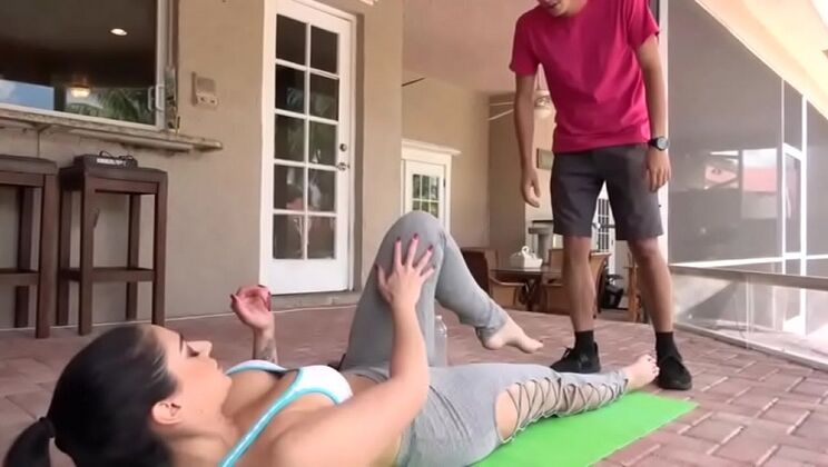 Stepmom Teases Stepson with Hot Yoga Moves and Big Tits