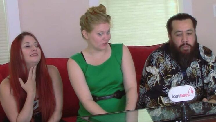 Two Hot Brunettes Jerk Off Guy After Eating His Girlfriend's Pussy