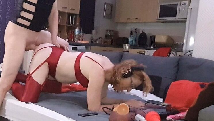 Mature British Wife Lisa Essex Pegs Husband with Huge Black Dildo - Bareback Anal & Strapon Domination