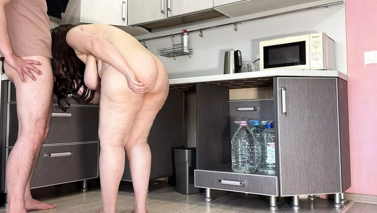 Stepmom strips naked and takes anal from stepson - homemade MILF action