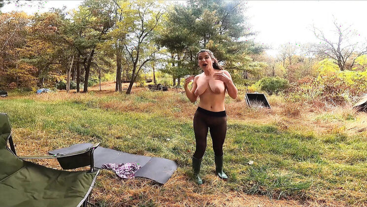 Hot Stepmom Flashes Her Tight Pantyhose Ass While Camping - Sammi Starfish