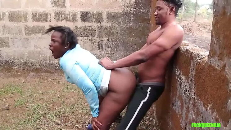 BBW fucks her boyfriend hard in abandoned building - outdoor public sex