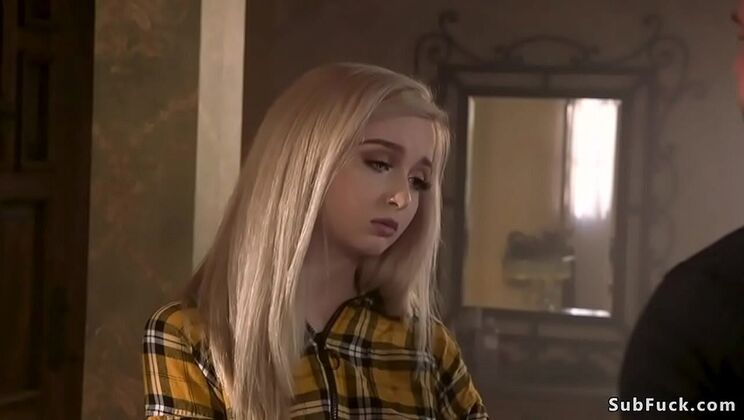 Blonde Lexi Lore tied up and gagged by Seth Gamble's big cock - rough BDSM fuck