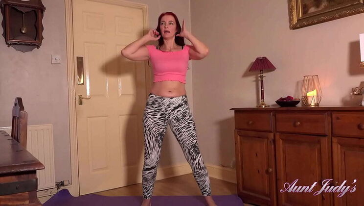51yr Old Redhead MILF Kattie Teases in Tight Leggings - British Mature Solo Fun