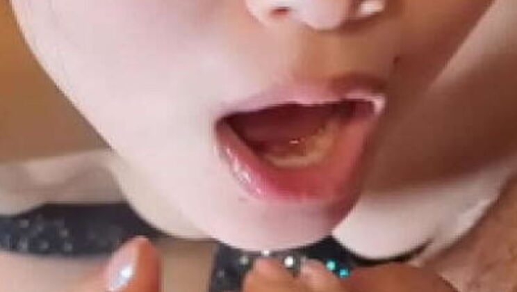 Hot Chinese Teen Mia Chen Sucks Cock in Christmas Outfit - Slutty Blowjob & Cumshot