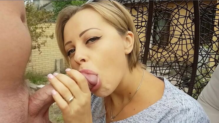 Hot MILF Bighook sucks big cock outdoors and swallows cum - Hardkiss81 creampie