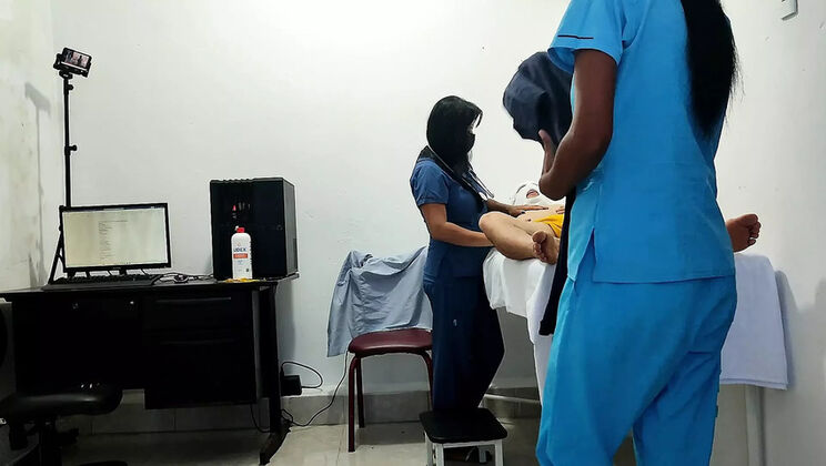 Hot Latina Doctor & Nurse Fuck Patient on Stretcher - Amateur Clinic Sex