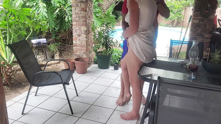 Hot Wife Fucks Neighbor on Patio - Doggy Style & Creampie - Sparowdox