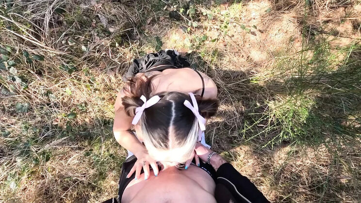 Hot Stepsister Bella Diamondx Fucks in Forest - Blowjob & Creampie Outdoor Sex