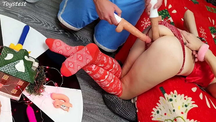 Amateur Teen Wife Takes Two Thrusting Dildos in Her Tight Pussy - Double Penetration DP DVP