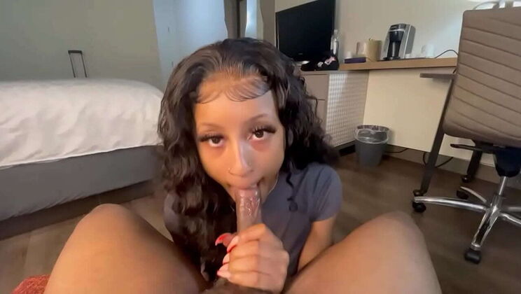Alyssa Maxwell Sucks Balls & Swallows Cum - Deep Throat Slut with Black Cock