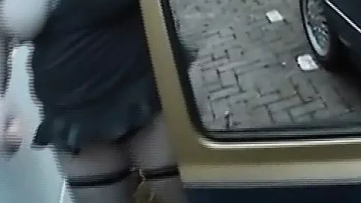 Chubby German amateur rides dick and plays with dildo in car - hardcore retro sex