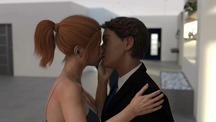 Stepbrother's Wife Jennifer Kisses John in Front of Alan - Full HD 3D Sex Scene