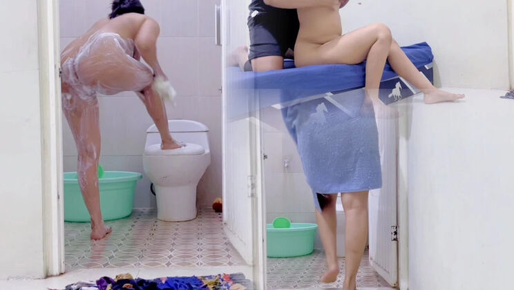 Hot Step Mom Nadalyne Fucked Hard in Shower by Guy Hyper - Creampie & Tight Pussy