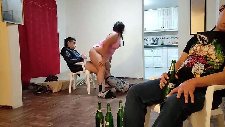 Best Friend's Hot Wife Fucks Me While Hubby Watches The Game - Cheating MILF with Big Tits