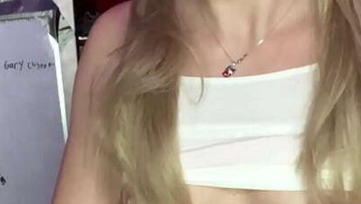 Blonde T-girl with Huge Cock JOI & Cumshot - Pigtails & Big Ass Solo