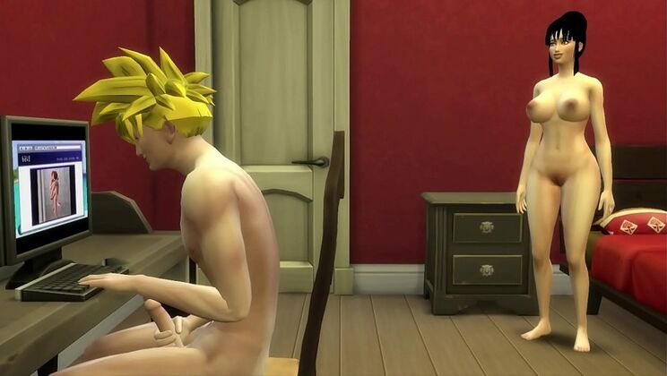 Stepmom Milk Catches Stepson Gohan Jerking Off - Big Tits Wife Fucks in Front of Hubby