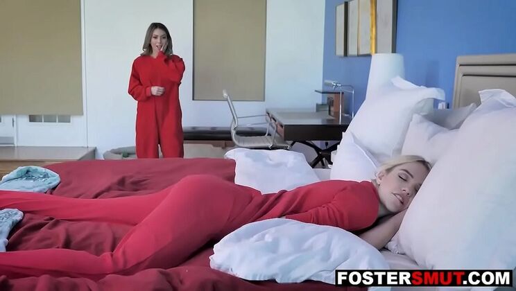 Blonde MILF Kat Dior seduces her young stepdaughter in hot lesbian taboo sex
