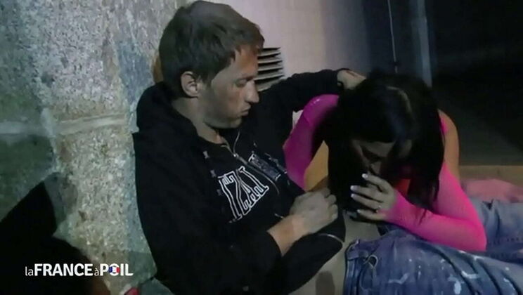 Brunette French babe gets anal in public on the street