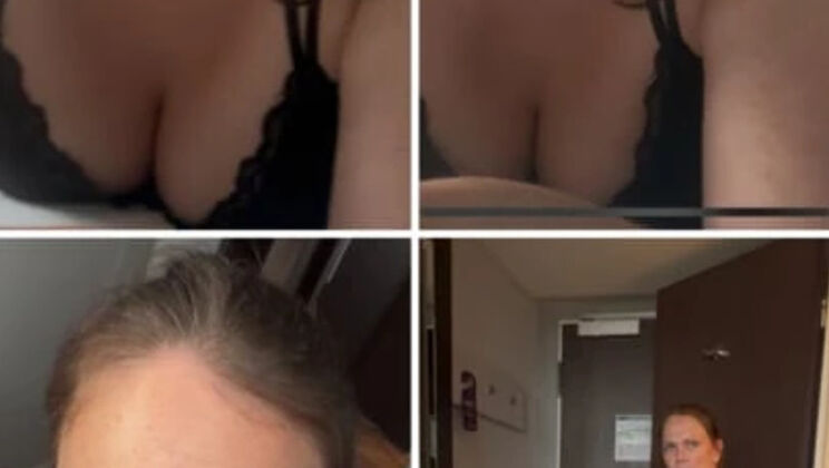 German amateur Saskialove87 gets completely blanked doggy style in hotel room with big natural tits and chubby mom bod