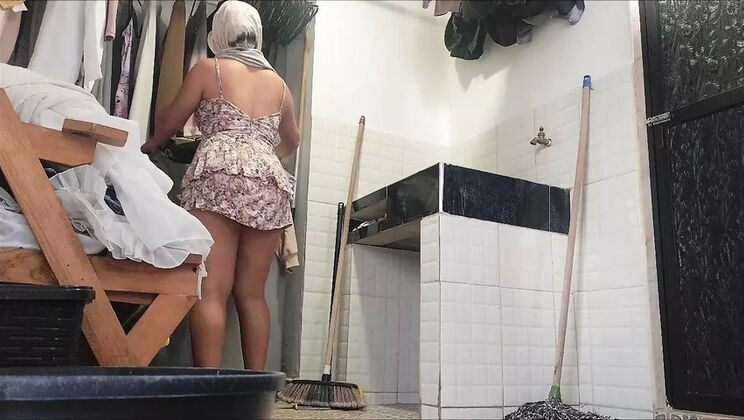 18 Year Old Moroccan Teen Grooming in Bib Shorts Outside with Old Man Voyeur