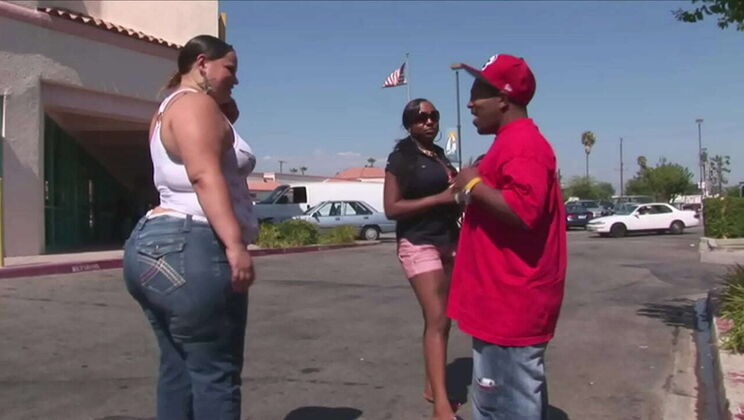 White BBW with huge ass gets picked up and fucked for money in public