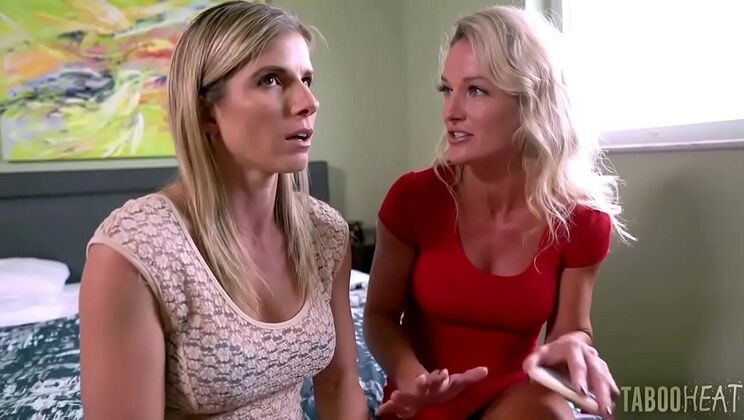 Hot MILF Cory Chase shares stepson's big cock with her friend for wild fuck