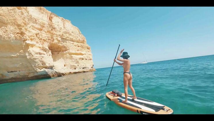 DaringKiara Fucks Stand-Up Paddle Board in Ocean - Big Tits MILF Solo Beach Comedy