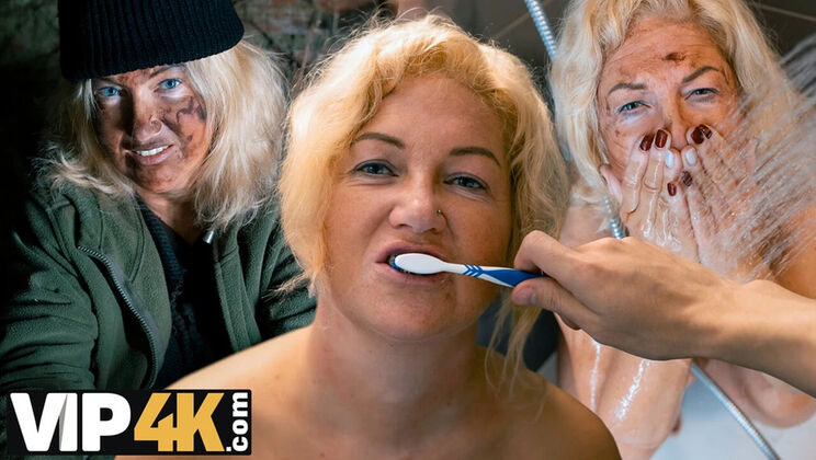 Mature Blonde Hobo Lady Fucked Hard in Apartment - Big Natural Tits HD