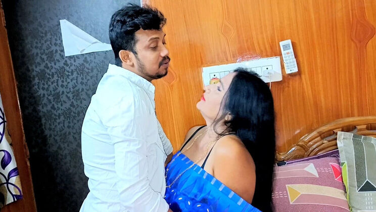 Hot Indian Boy Fucks Step Mom in Bedroom While She's Working