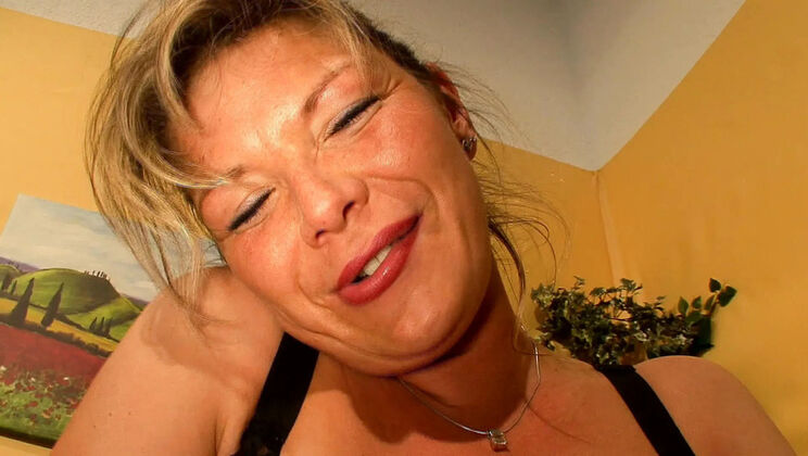 German Mature MILF Masturbating with Big Tits at Amateur Casting