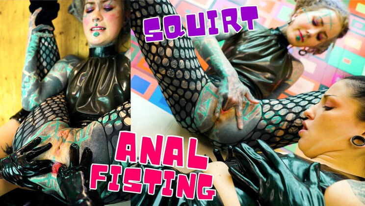 Goth Lesbians Anal Fisting and Squirting Fun in Latex - Wild Gapes and Farting