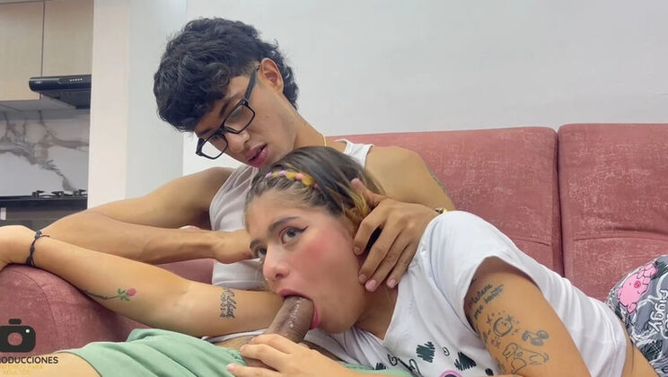 My Tiny Stepsister Gabriela Wish Takes My Huge Cock for a Horny Blowjob