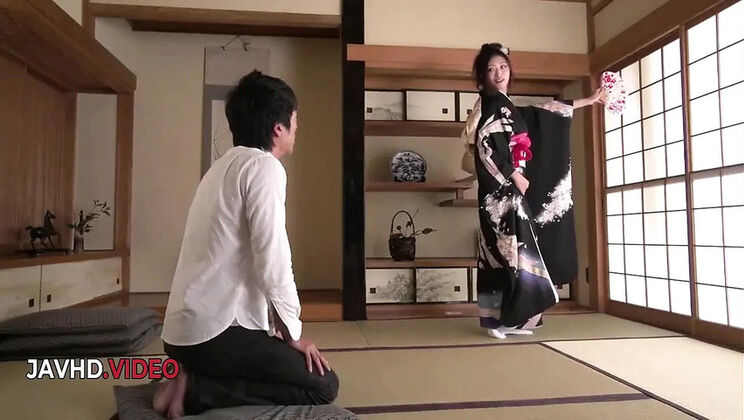 Hot Japanese Kimono Babe Reiko Kobayakawa Intense Blowjob Wild Asian Sex