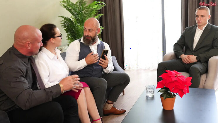 Hot Secretary Gets Double Fucked by Boss and Client in Office Threesome