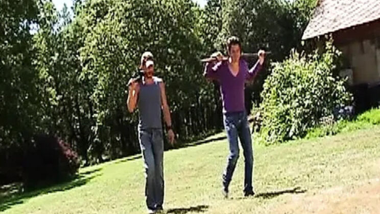 Horny French Babe Eats Cum After Hardcore DP Threesome Outdoor