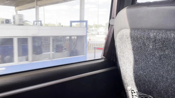 Fefo23x6 Sucks Hard on Bus - Latina Babe with Big Natural Tits Swallows Cum