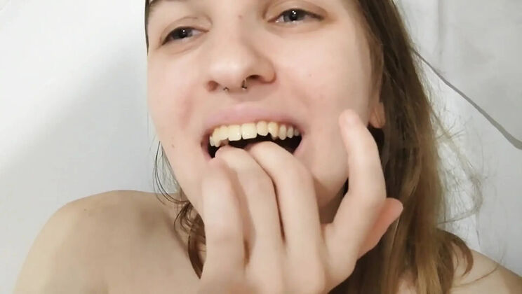 Nitosha the Hot Brunette Squirts in Bathroom Solo