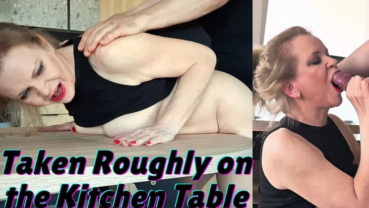 Amateur MILF Misses Jenny Roughly Fucked On Kitchen Table By Neighbor