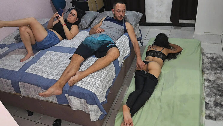 Hot Wife Shares Room With Friend And Husband For Wild Threesome