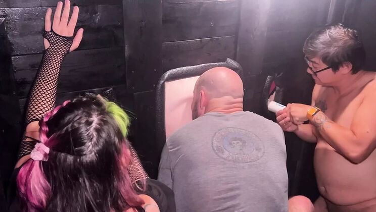 Glory Hole Sluts: Pussy Riot Strippers Moaning & Squirting in Adult Theater - HD Group Sex