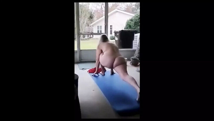 Amateur BBW Granny Yoga Fail - Clothes Fall Off Saggy Tits & Pussy