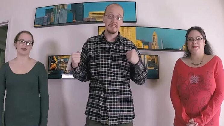 Huge Tits Brunette Threesome Strip Game - Rock Paper Scissors Striptease Show